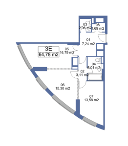 Планировка 3-комнатной квартиры в Маяк