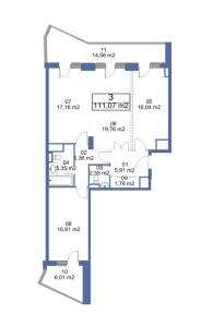 Планировка трехкомнатной квартиры в Маяк