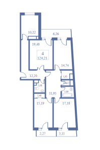 Планировка 4-комнатной квартиры в Маяк - тип 1