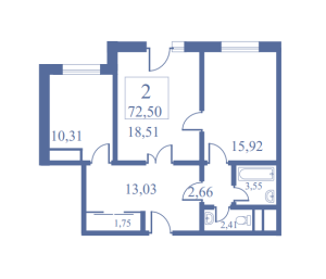Планировка 2-комнатной квартиры в Маяк