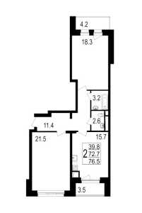 Планировка 2-комнатной квартиры в Сказка