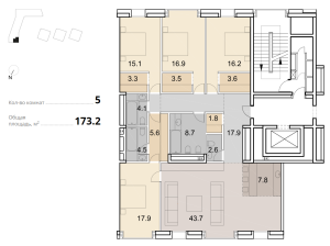 Планировка 4-комнатной квартиры в Savvin River Residence - тип 2