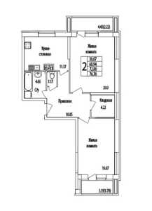 Планировка 2-комнатной квартиры в Видный берег