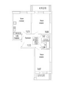 Планировка двухкомнатной квартиры в Видный берег