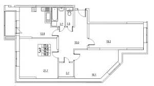 Планировка 3-комнатной квартиры в Видный берег