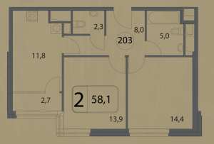 Планировка 2-комнатной квартиры в Волга
