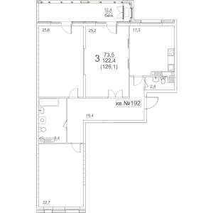 Планировка 3-комнатной квартиры в Квартал 38А