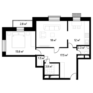 Планировка 3-комнатной квартиры в Счастье на Изумрудной