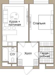 Планировка 1-комнатной квартиры в The Mid