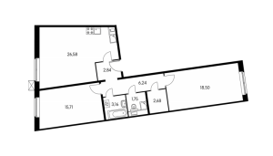 Планировка 2-комнатной квартиры в Люберецкий - тип 1