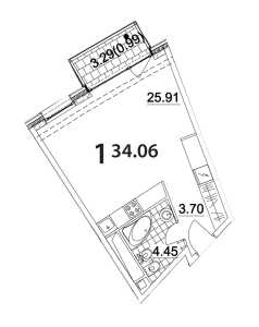 Планировка 1-комнатной квартиры в Нахимов