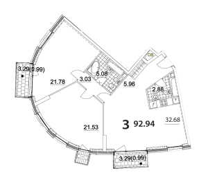 Планировка трехкомнатной квартиры в Нахимов