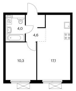 Планировка 1-комнатной квартиры в Волжский парк