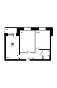 Планировка 2-комнатной квартиры в Дружный