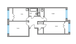 Планировка 3-комнатной квартиры в Государев дом