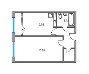 Планировка 1-комнатной квартиры в Государев дом