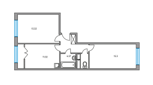 Планировка 2-комнатной квартиры в Государев дом
