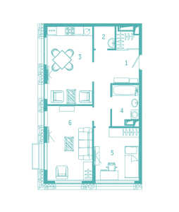 Планировка 2-комнатной квартиры в Ясный