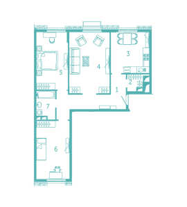 Планировка 3-комнатной квартиры в Ясный