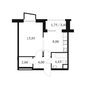 Планировка 1-комнатной квартиры в Город на реке Тушино-2018