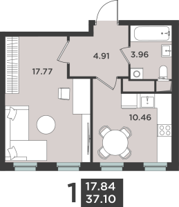 Планировка 1-комнатной квартиры в Лефорт