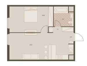 Планировка 1-комнатной квартиры в Eniteo