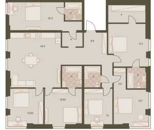 Планировка 4-комнатной квартиры в Eniteo - тип 1
