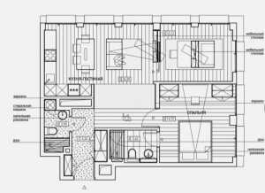 Планировка 2-комнатной квартиры в Din Haus