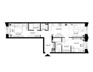 Планировка 2-комнатной квартиры в Kazakov Grand Loft
