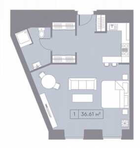 Планировка 1-комнатной квартиры в La Rue