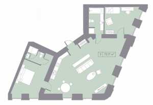 Планировка 3-комнатной квартиры в La Rue