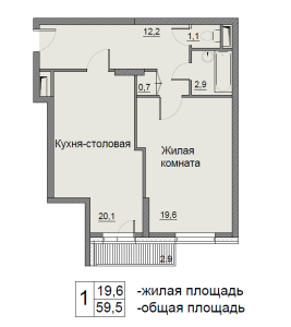 Планировка 1-комнатной квартиры в Бульвар Матроса Железняка 11