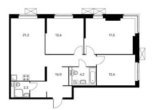 Планировка 3-комнатной квартиры в Holland park