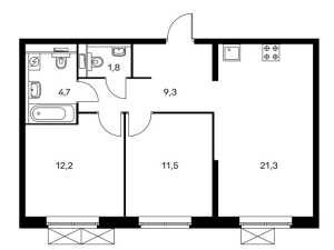Планировка 2-комнатной квартиры в Holland park