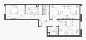 Планировка двухкомнатной квартиры в Homecity