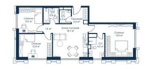Планировка 3-комнатной квартиры в City Bay
