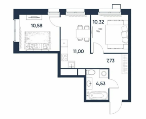 Планировка 2-комнатной квартиры в Талисман на Рокоссовского