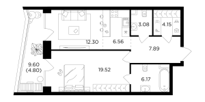 Планировка 2-комнатной квартиры в Foriver