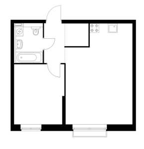 Планировка 1-комнатной квартиры в Красноказарменная 15