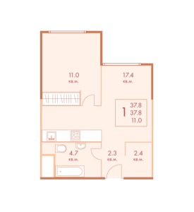 Планировка 1-комнатной квартиры в Хорошевский