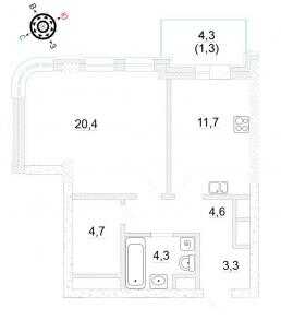 Планировка 1-комнатной квартиры в Счастье на Таганке