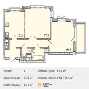 Планировка 2-комнатной квартиры в Счастье на Таганке