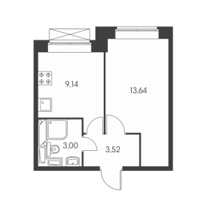 Планировка 1-комнатной квартиры в Жемчужина Зеленограда