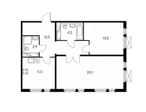 Планировка 2-комнатной квартиры в Жемчужина Зеленограда