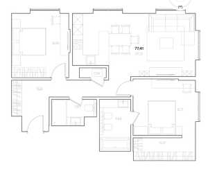 Планировка 2-комнатной квартиры в Residence Hall Шаболовский