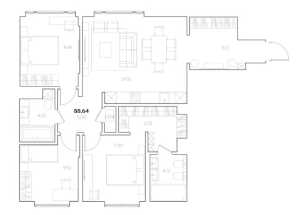 Планировка 3-комнатной квартиры в Residence Hall Шаболовский
