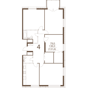 Планировка 4-комнатной квартиры в Басманный, 5 - тип 1