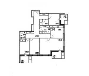 Планировка 4-комнатной квартиры в Life-Ботанический сад - тип 1