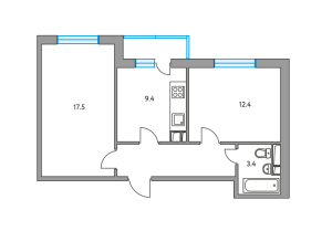 Планировка 2-комнатной квартиры в Театральный парк