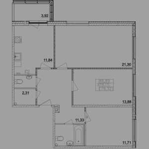 Планировка 3-комнатной квартиры в Sampo